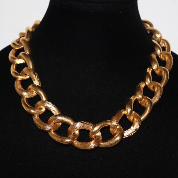Vintage Napier Chunky Chain Necklace Gold Smooth Textured 20" - Picture 2 of 7